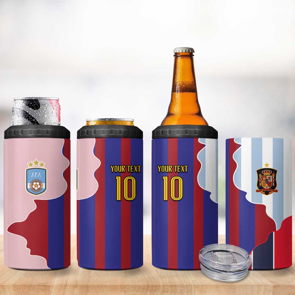 Custom Argentina and Spain 4 in 1 Can Cooler Tumbler Special Vintage Match Team Edition