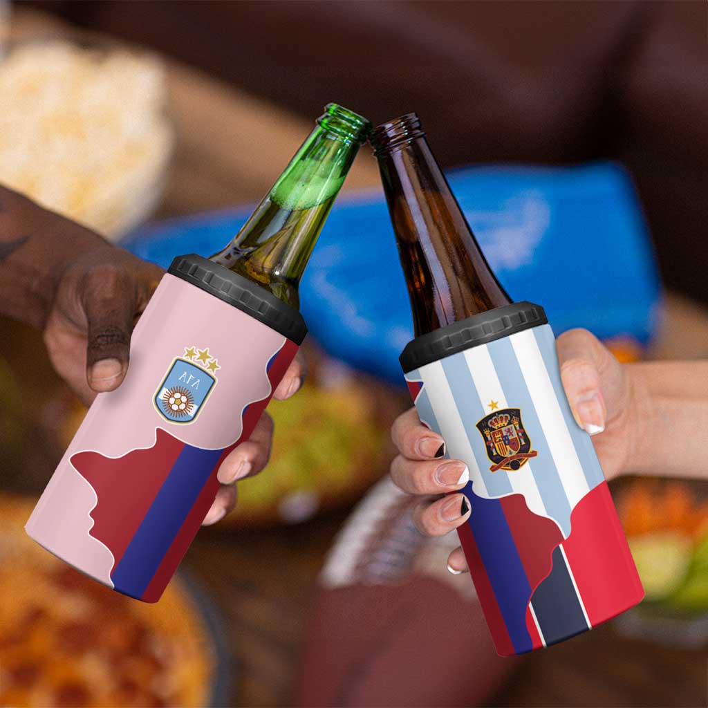 Custom Argentina and Spain 4 in 1 Can Cooler Tumbler Special Vintage Match Team Edition