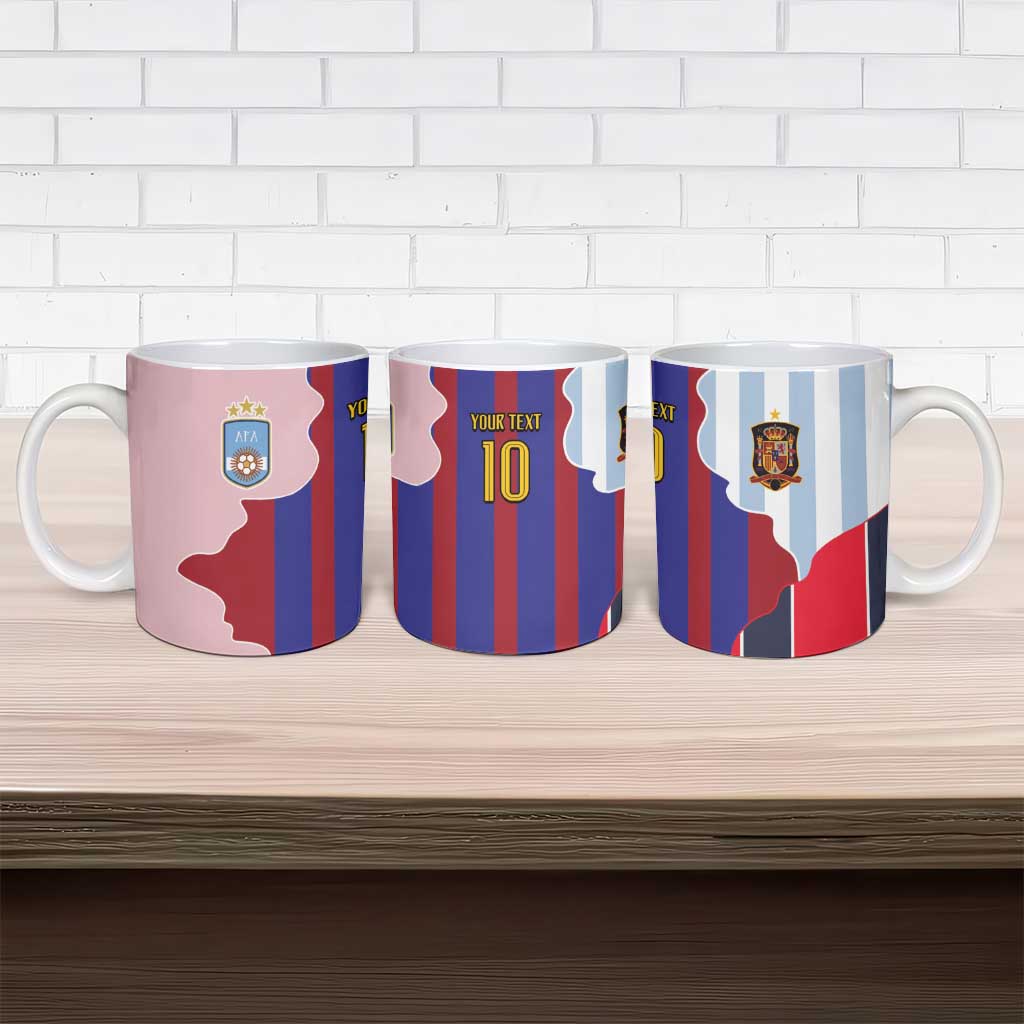 Custom Argentina and Spain Ceramic Mug Special Vintage Match Team Edition