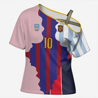 Custom Argentina and Spain Cross Shoulder Shirt Special Vintage Match Team Edition