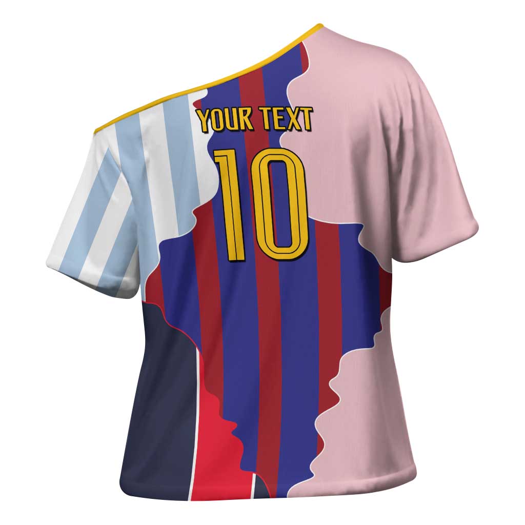 Custom Argentina and Spain Cross Shoulder Shirt Special Vintage Match Team Edition