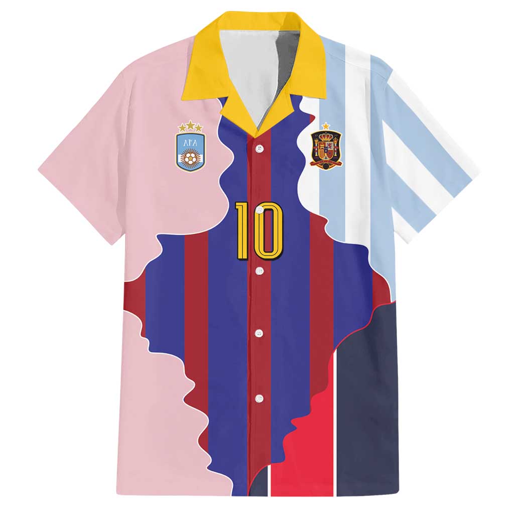 Custom Argentina and Spain Hawaiian Shirt Special Vintage Match Team Edition