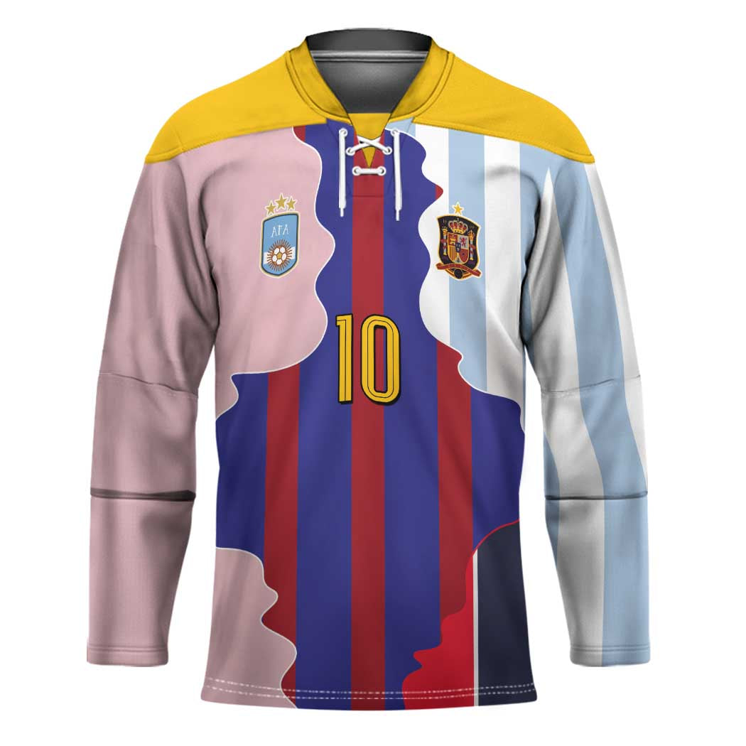 Custom Argentina and Spain Hockey Jersey Special Vintage Match Team Edition