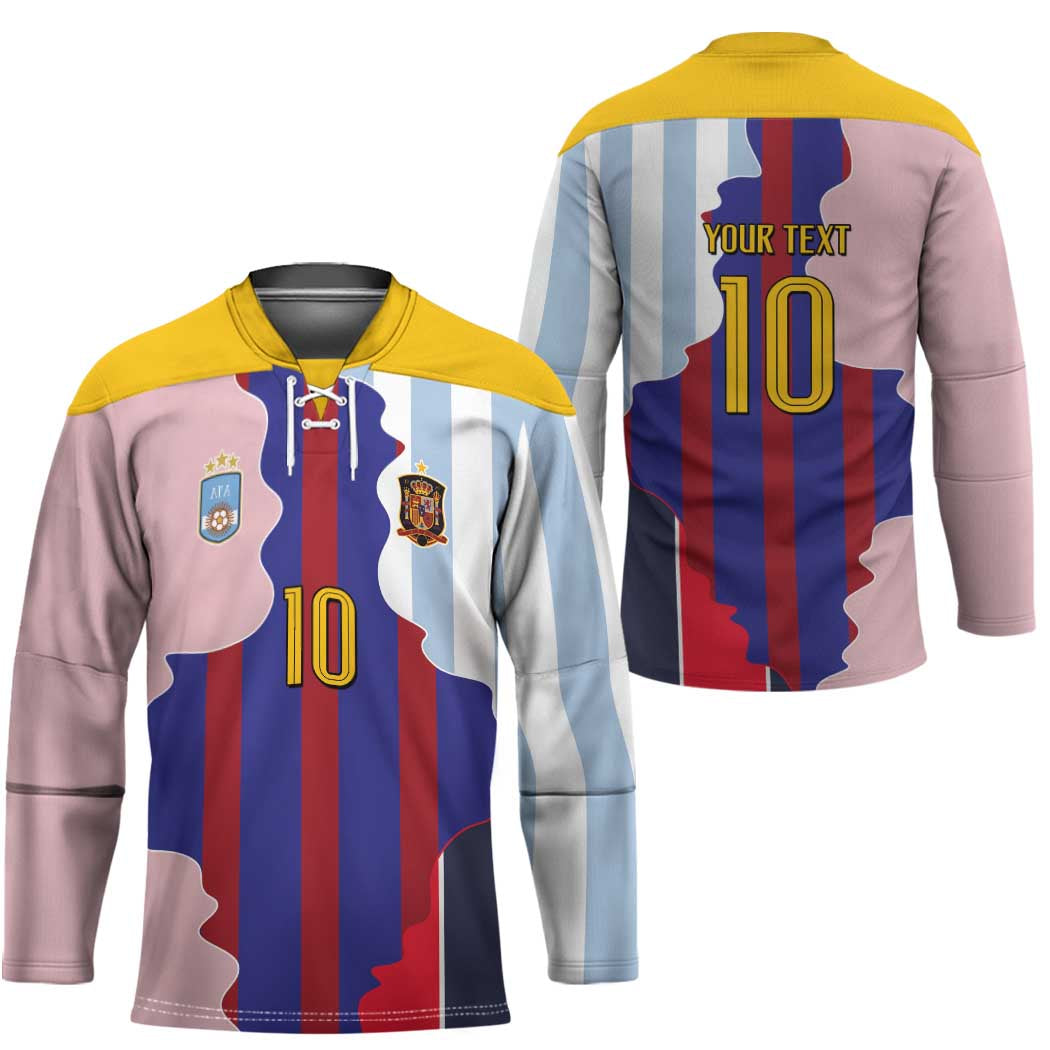 Custom Argentina and Spain Hockey Jersey Special Vintage Match Team Edition
