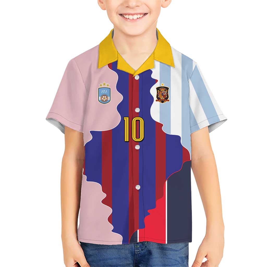 Custom Argentina and Spain Kid Hawaiian Shirt Special Vintage Match Team Edition