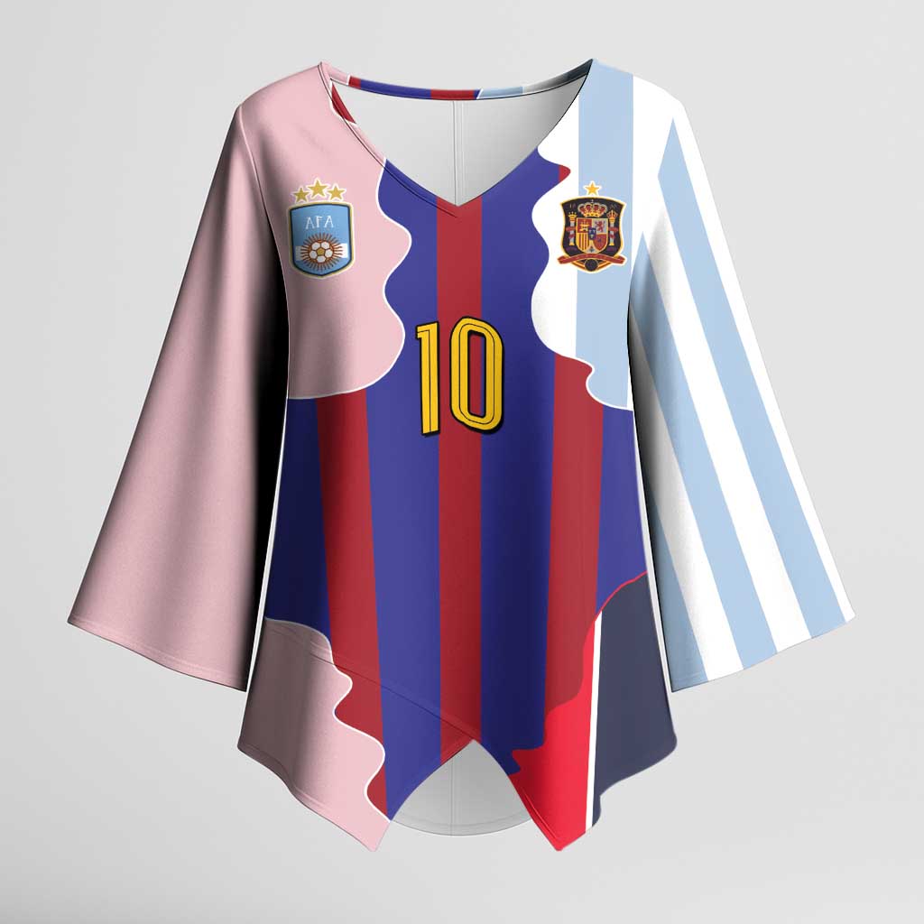 Custom Argentina and Spain Kimono Sleeve Blouse Special Vintage Match Team Edition
