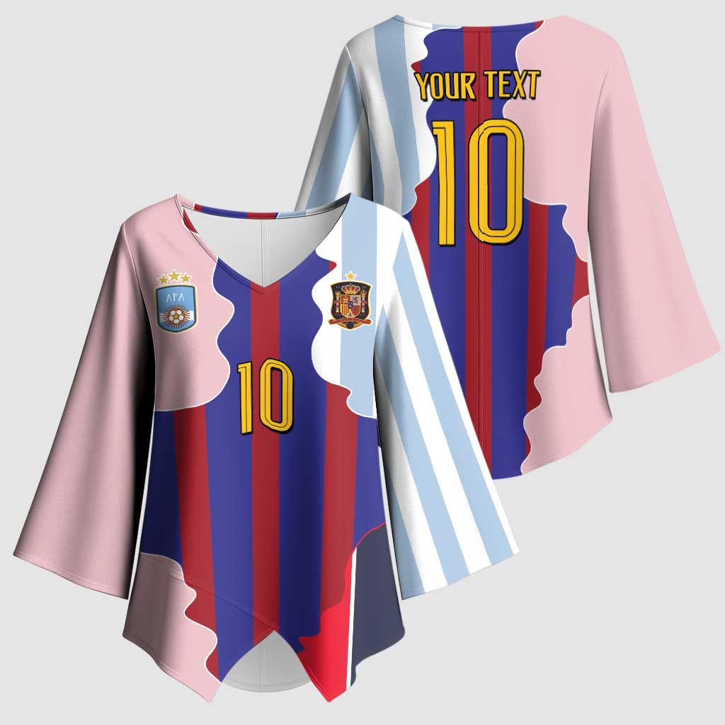 Custom Argentina and Spain Kimono Sleeve Blouse Special Vintage Match Team Edition