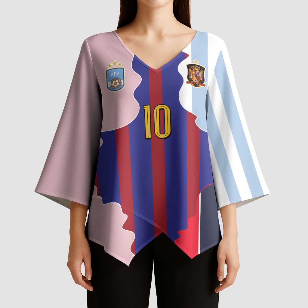 Custom Argentina and Spain Kimono Sleeve Blouse Special Vintage Match Team Edition