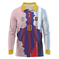 Custom Argentina and Spain Long Sleeve Polo Shirt Special Vintage Match Team Edition