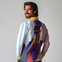 Custom Argentina and Spain Long Sleeve Polo Shirt Special Vintage Match Team Edition