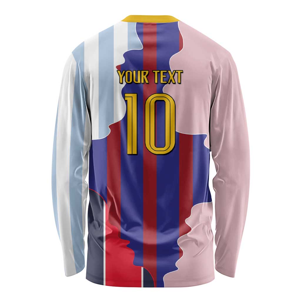 Custom Argentina and Spain Long Sleeve Shirt Special Vintage Match Team Edition