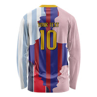 Custom Argentina and Spain Long Sleeve Shirt Special Vintage Match Team Edition