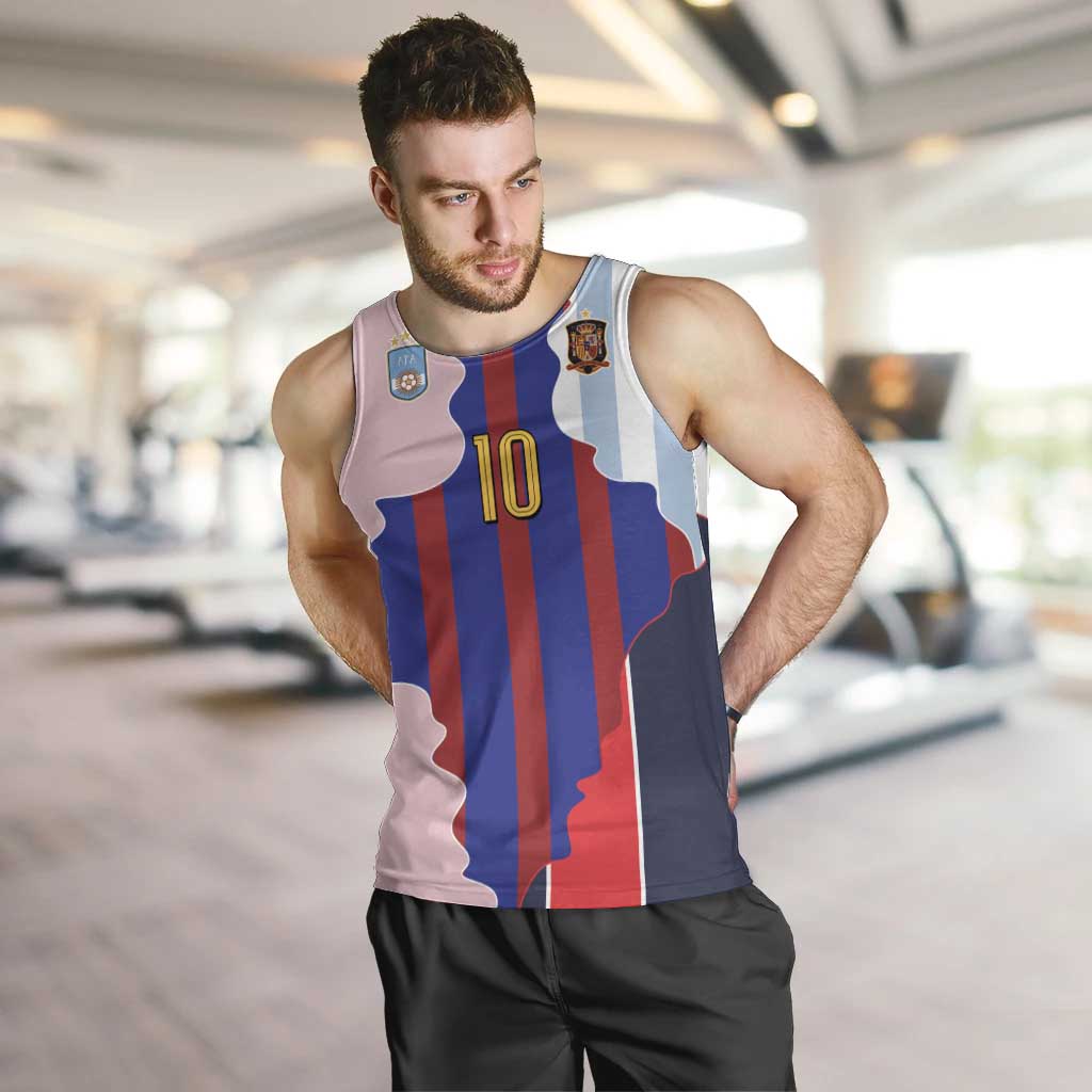 Custom Argentina and Spain Men Tank Top Special Vintage Match Team Edition