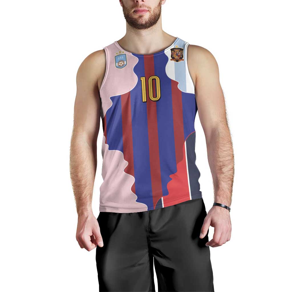 Custom Argentina and Spain Men Tank Top Special Vintage Match Team Edition