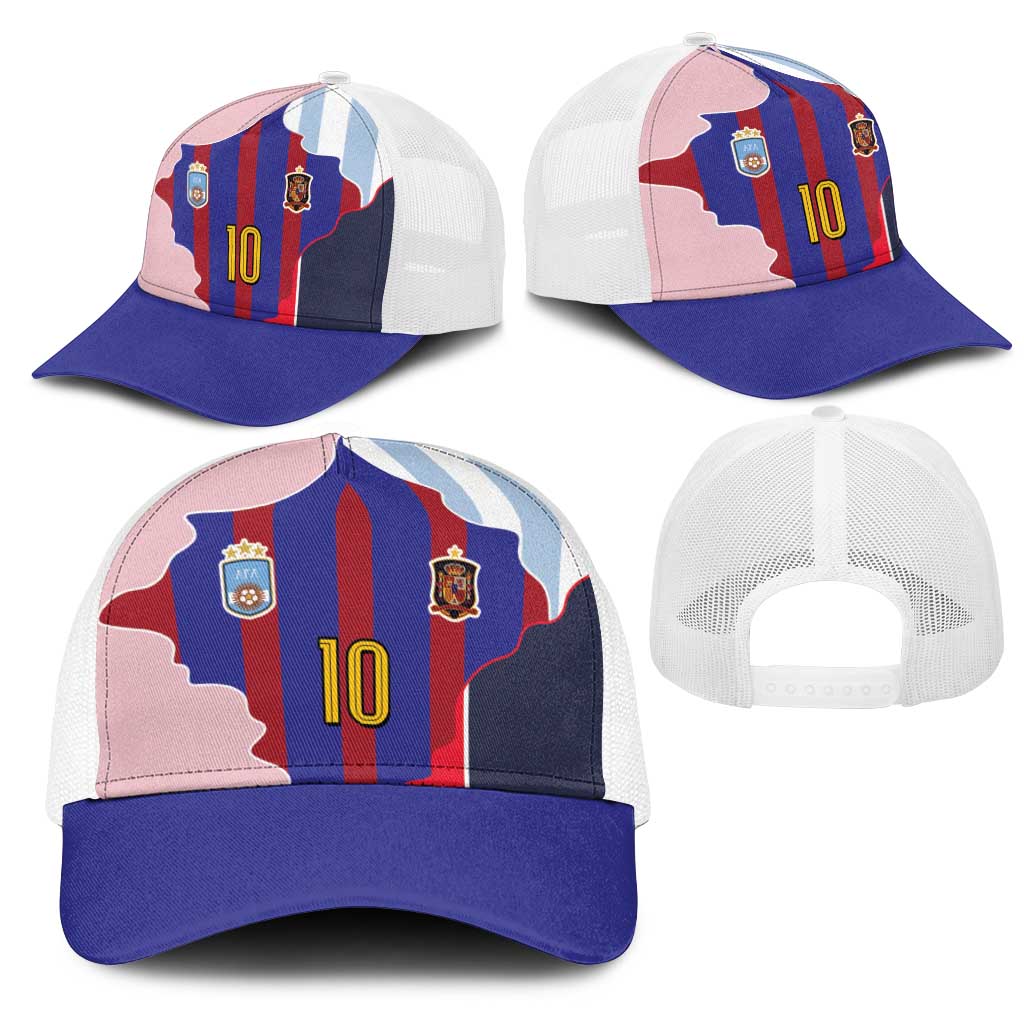 Custom Argentina and Spain Mesh Trucker Cap Special Vintage Match Team Edition