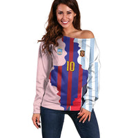 Custom Argentina and Spain Off Shoulder Sweater Special Vintage Match Team Edition