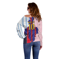 Custom Argentina and Spain Off Shoulder Sweater Special Vintage Match Team Edition