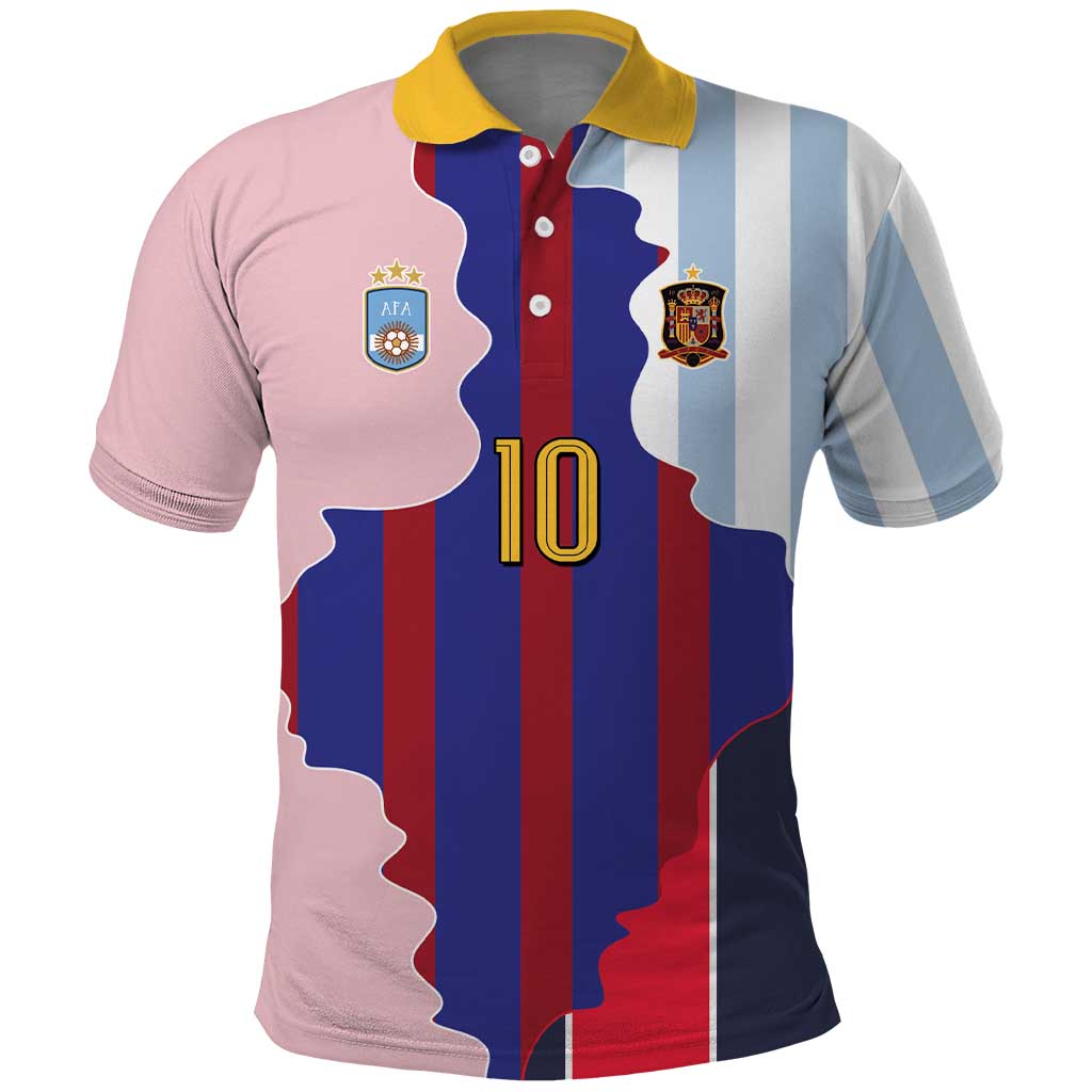 Custom Argentina and Spain Polo Shirt Special Vintage Match Team Edition