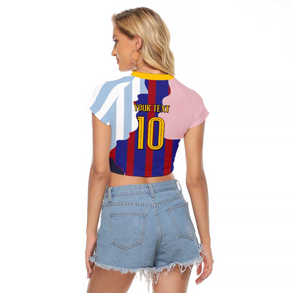 Custom Argentina and Spain Raglan Cropped T Shirt Special Vintage Match Team Edition