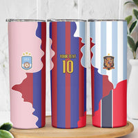 Custom Argentina and Spain Skinny Tumbler Special Vintage Match Team Edition