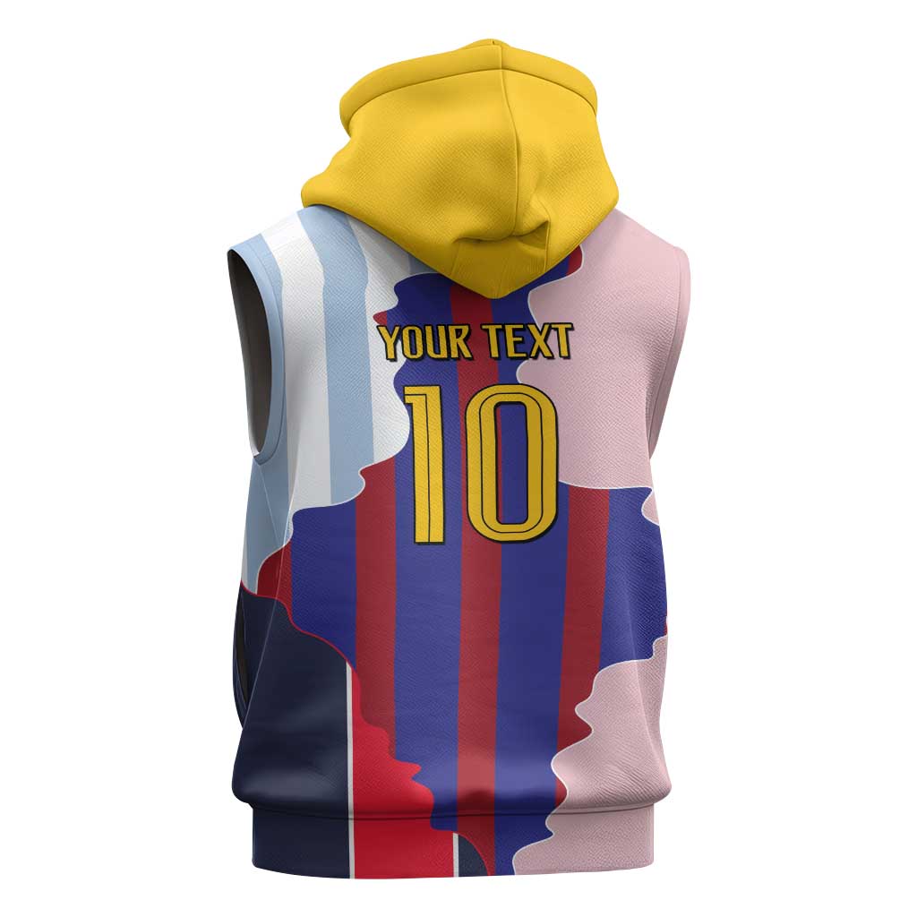 Custom Argentina and Spain Sleeveless Hoodie Special Vintage Match Team Edition