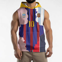 Custom Argentina and Spain Sleeveless Hoodie Special Vintage Match Team Edition
