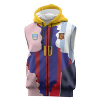 Custom Argentina and Spain Sleeveless Zip Hoodie Special Vintage Match Team Edition