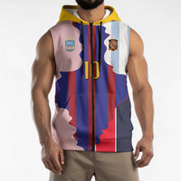 Custom Argentina and Spain Sleeveless Zip Hoodie Special Vintage Match Team Edition