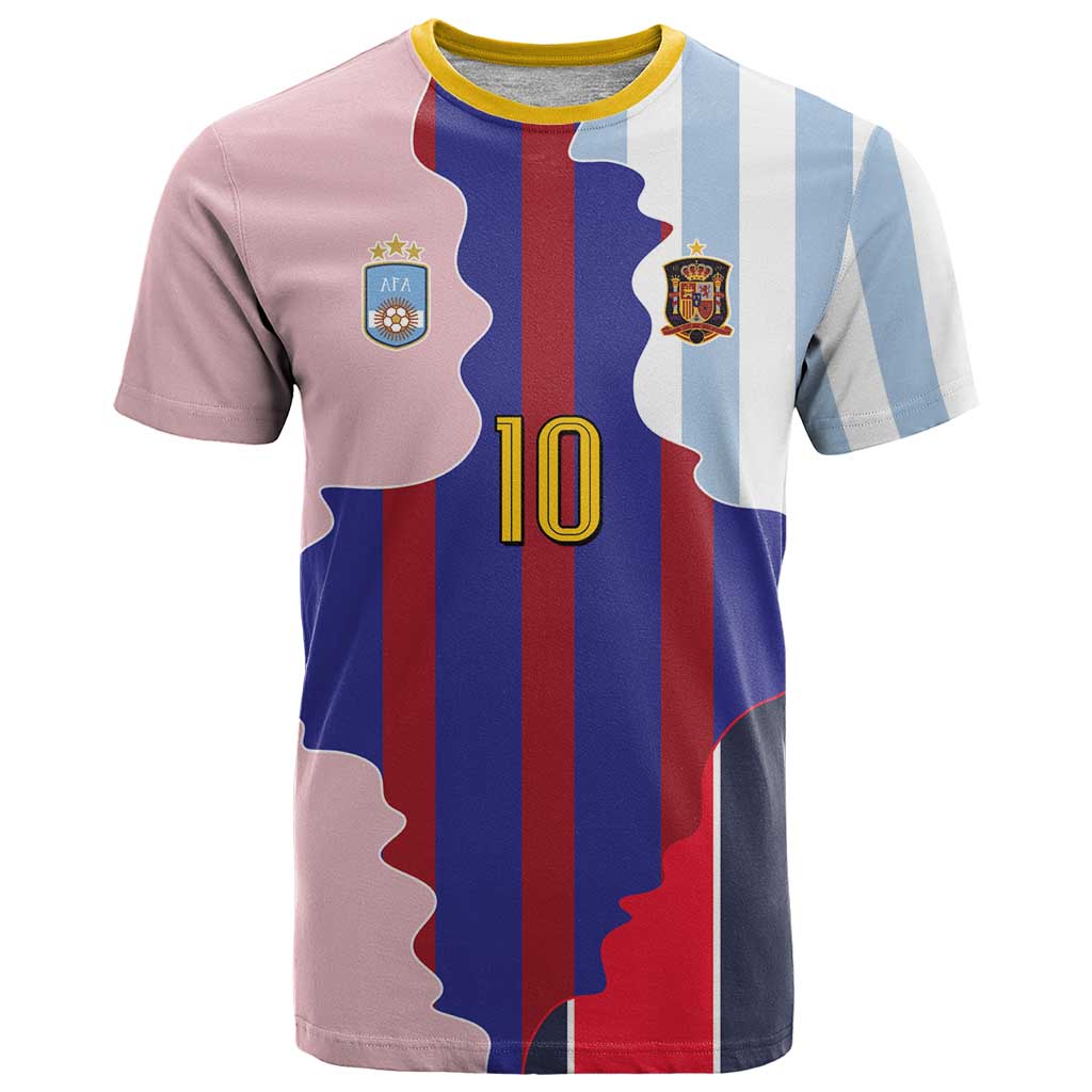 Custom Argentina and Spain T Shirt Special Vintage Match Team Edition
