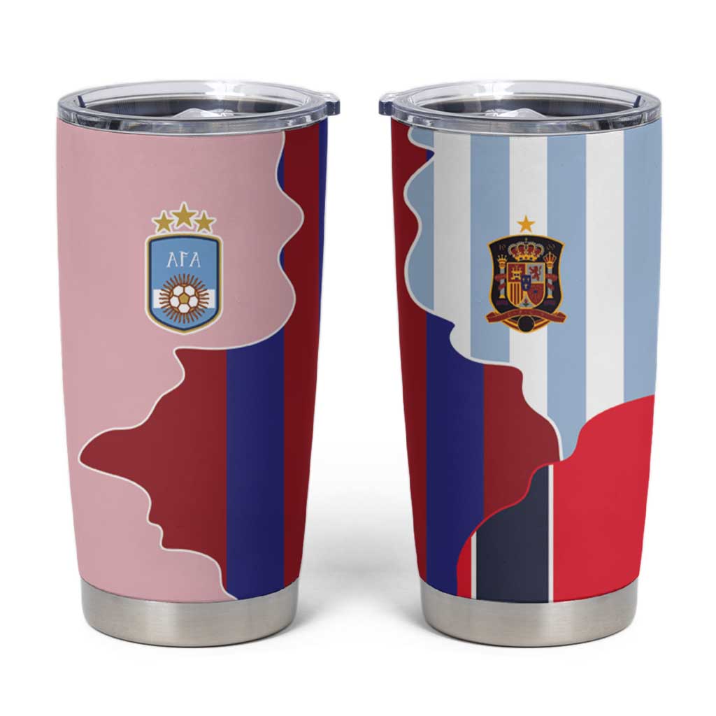 Custom Argentina and Spain Tumbler Cup Special Vintage Match Team Edition