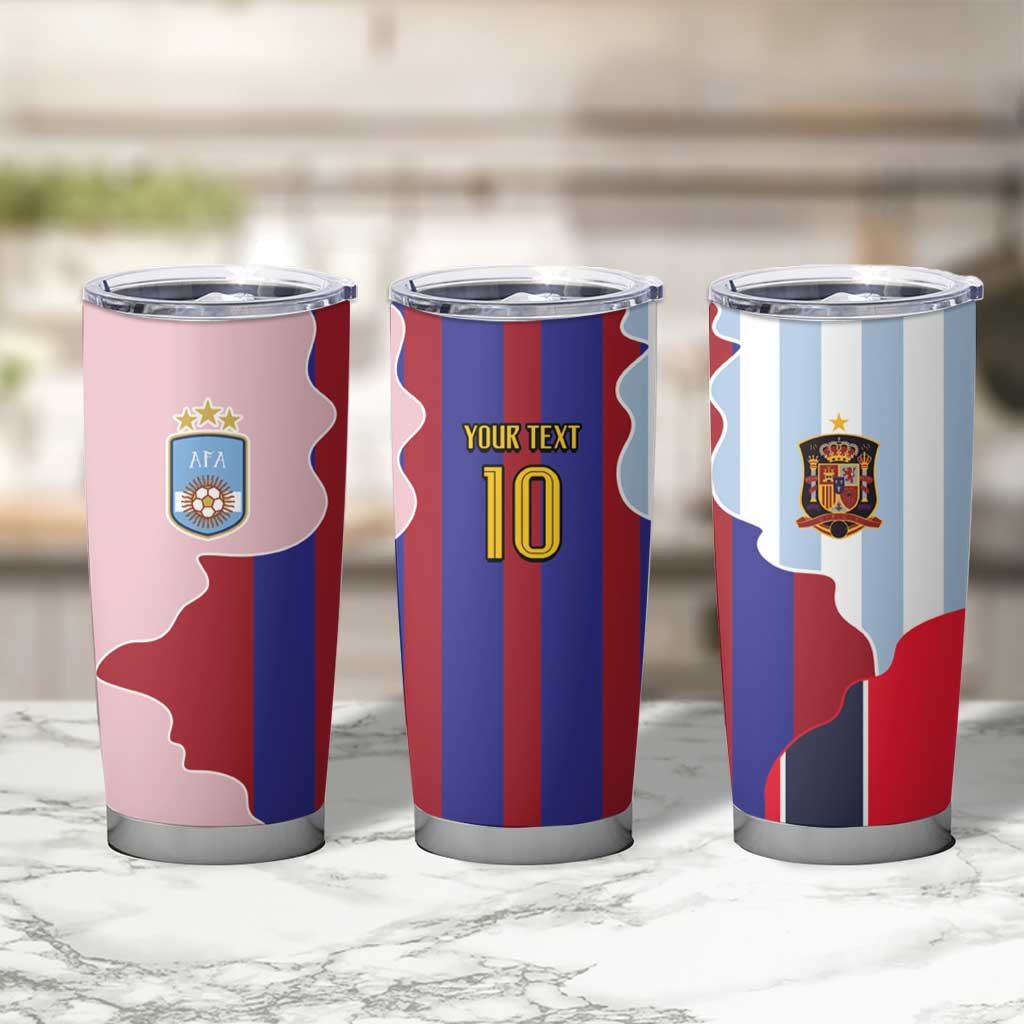 Custom Argentina and Spain Tumbler Cup Special Vintage Match Team Edition