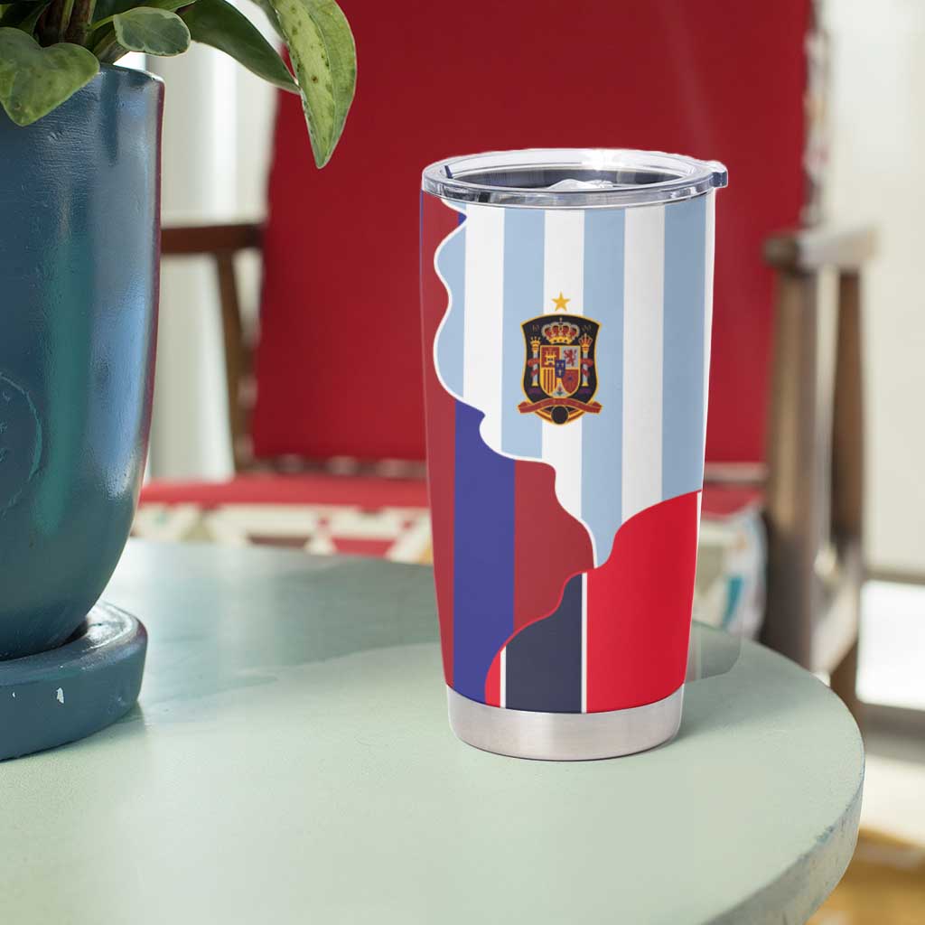 Custom Argentina and Spain Tumbler Cup Special Vintage Match Team Edition