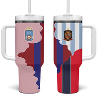 Custom Argentina and Spain Tumbler With Handle Special Vintage Match Team Edition