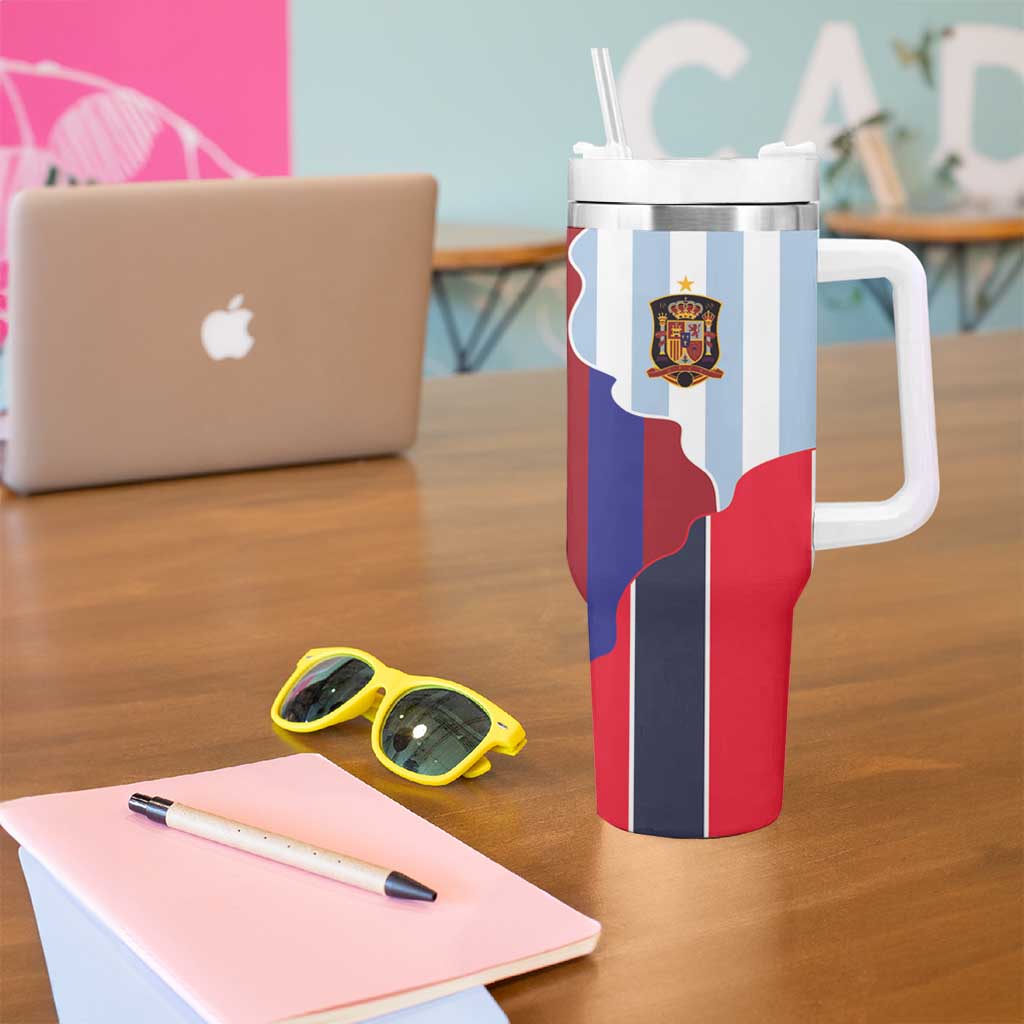 Custom Argentina and Spain Tumbler With Handle Special Vintage Match Team Edition