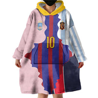 Custom Argentina and Spain Wearable Blanket Hoodie Special Vintage Match Team Edition