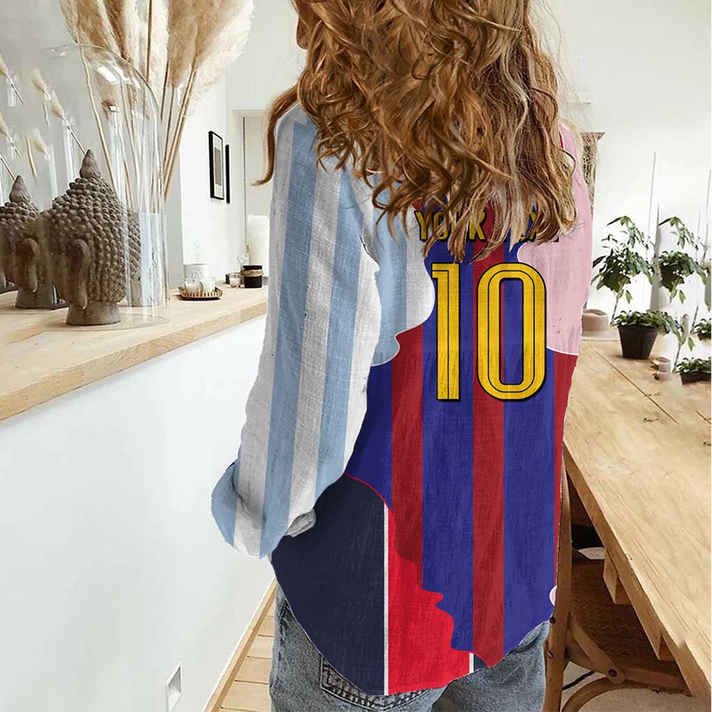 Custom Argentina and Spain Women Casual Shirt Special Vintage Match Team Edition
