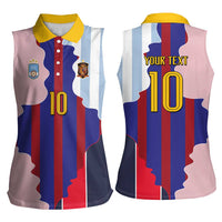 Custom Argentina and Spain Women Sleeveless Polo Shirt Special Vintage Match Team Edition