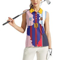 Custom Argentina and Spain Women Sleeveless Polo Shirt Special Vintage Match Team Edition