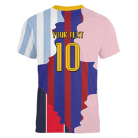 Custom Argentina and Spain Women V-Neck T-Shirt Special Vintage Match Team Edition