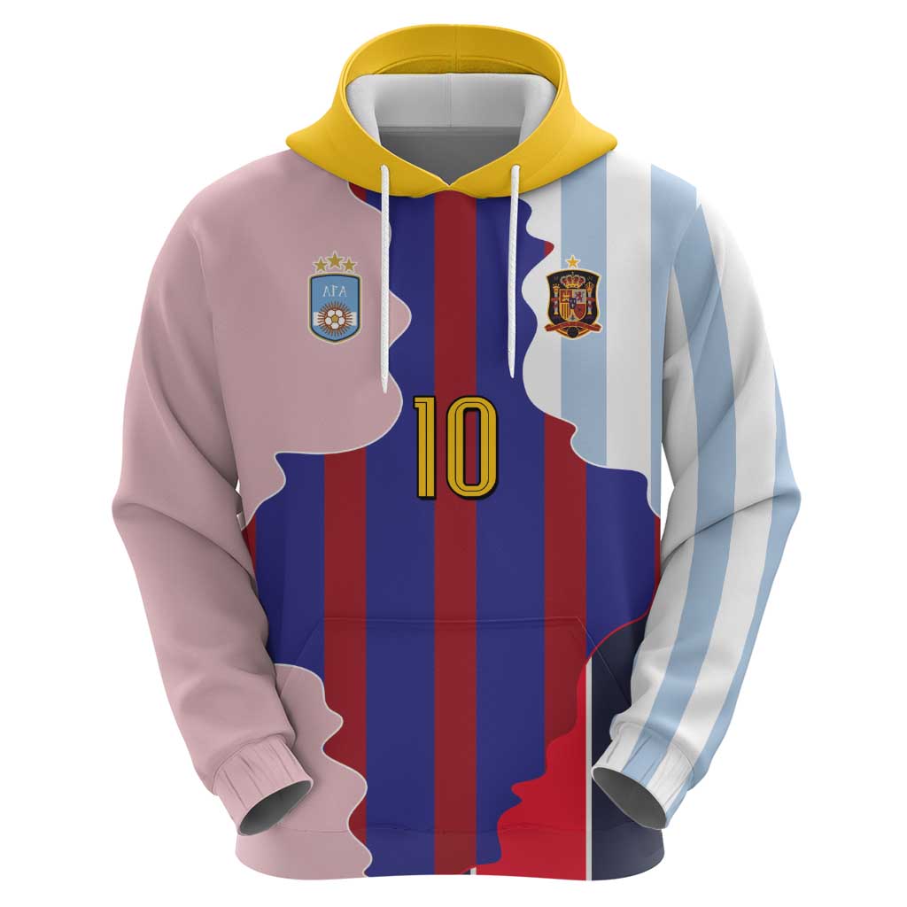 Custom Argentina and Spain Zip Hoodie Special Vintage Match Team Edition