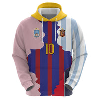 Custom Argentina and Spain Zip Hoodie Special Vintage Match Team Edition