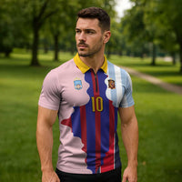 Custom Argentina and Spain Zipper Polo Shirt Special Vintage Match Team Edition