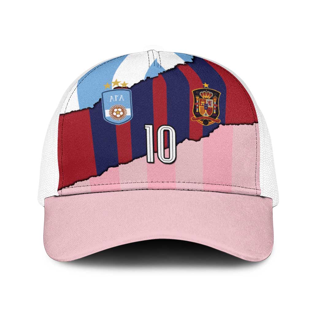 Custom Argentina and Spain Baseball Net Cap Trio Special Vintage Edition