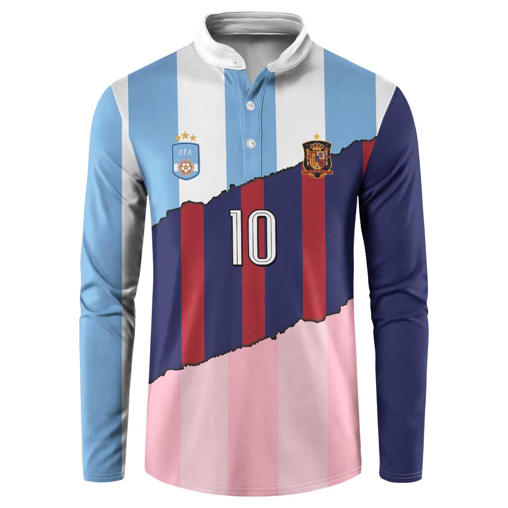 Custom Argentina and Spain Button Sweatshirt Trio Special Vintage Edition