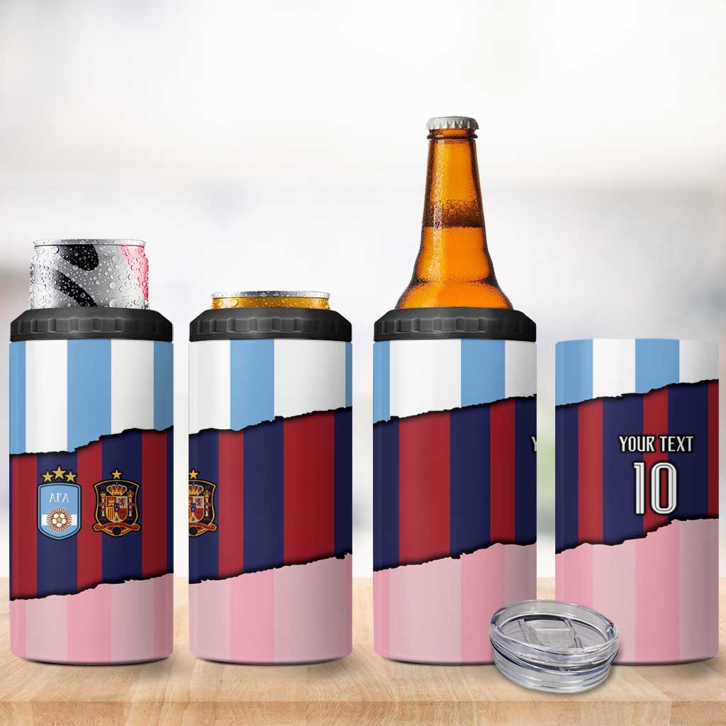 Custom Argentina and Spain 4 in 1 Can Cooler Tumbler Trio Special Vintage Edition