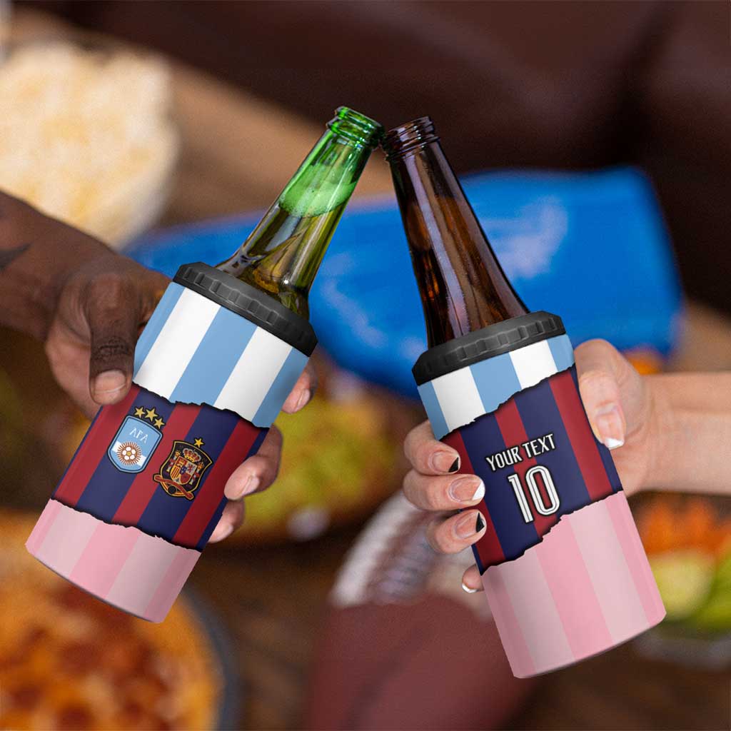 Custom Argentina and Spain 4 in 1 Can Cooler Tumbler Trio Special Vintage Edition