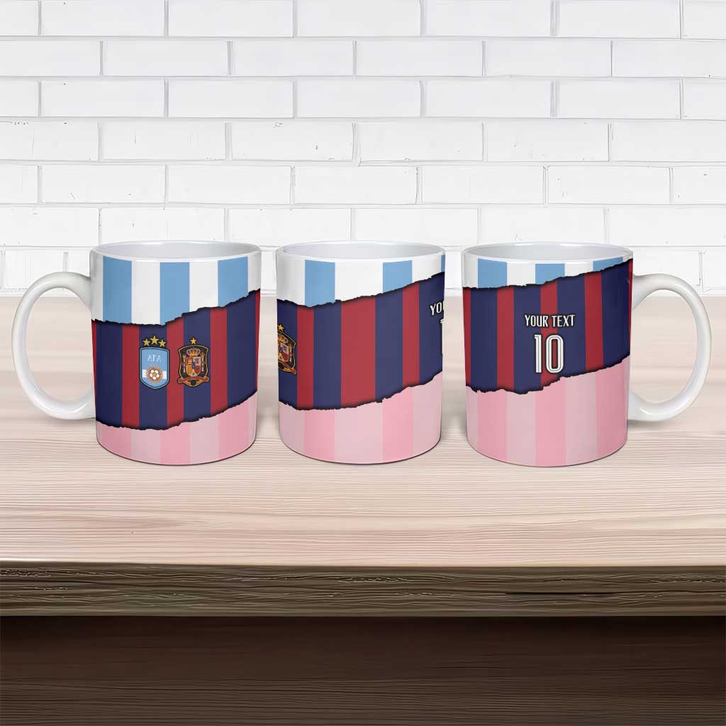 Custom Argentina and Spain Ceramic Mug Trio Special Vintage Edition
