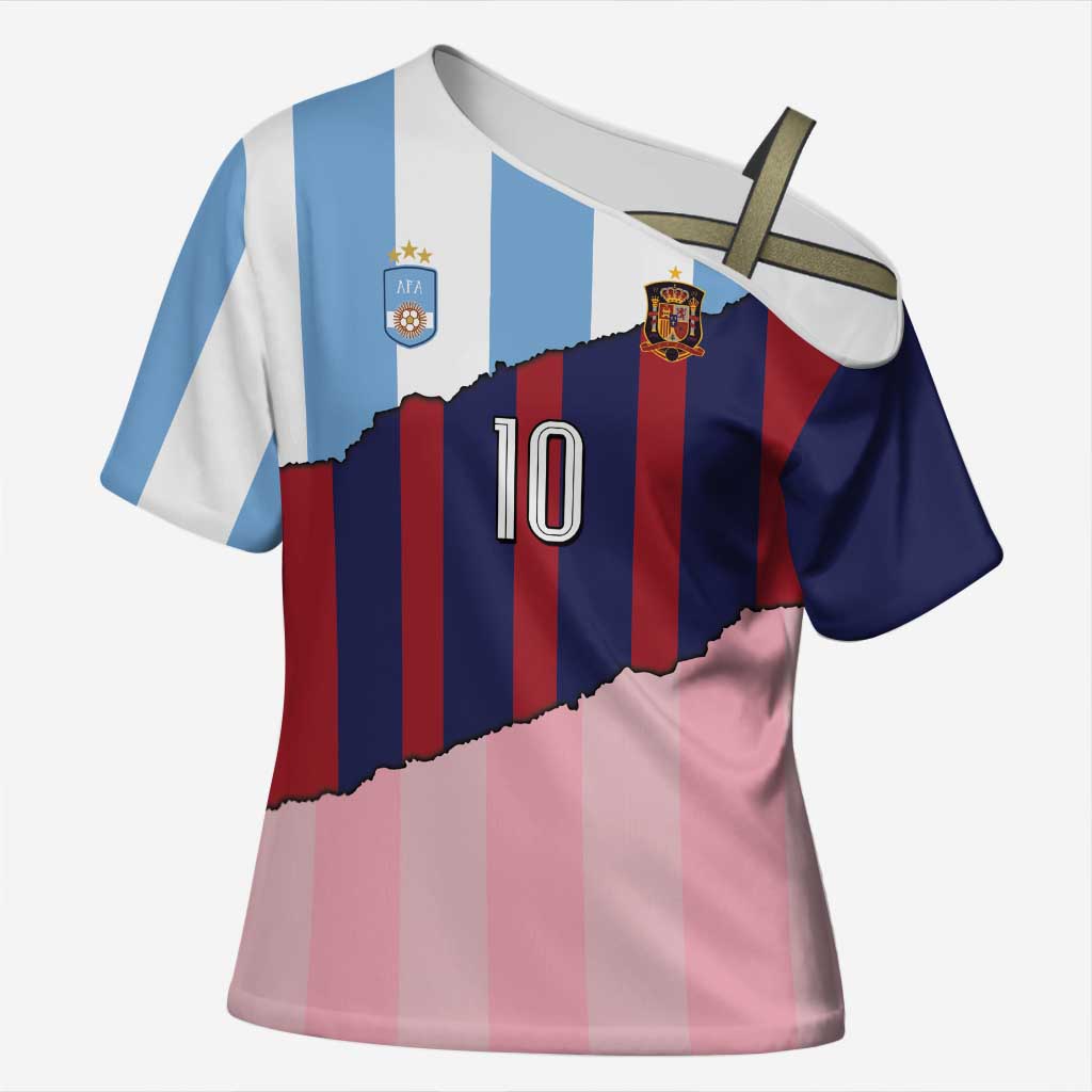 Custom Argentina and Spain Cross Shoulder Shirt Trio Special Vintage Edition