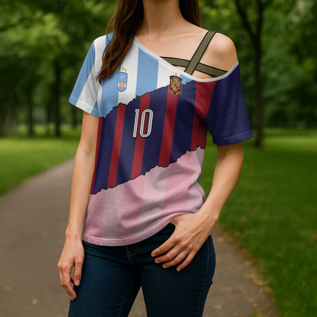 Custom Argentina and Spain Cross Shoulder Shirt Trio Special Vintage Edition
