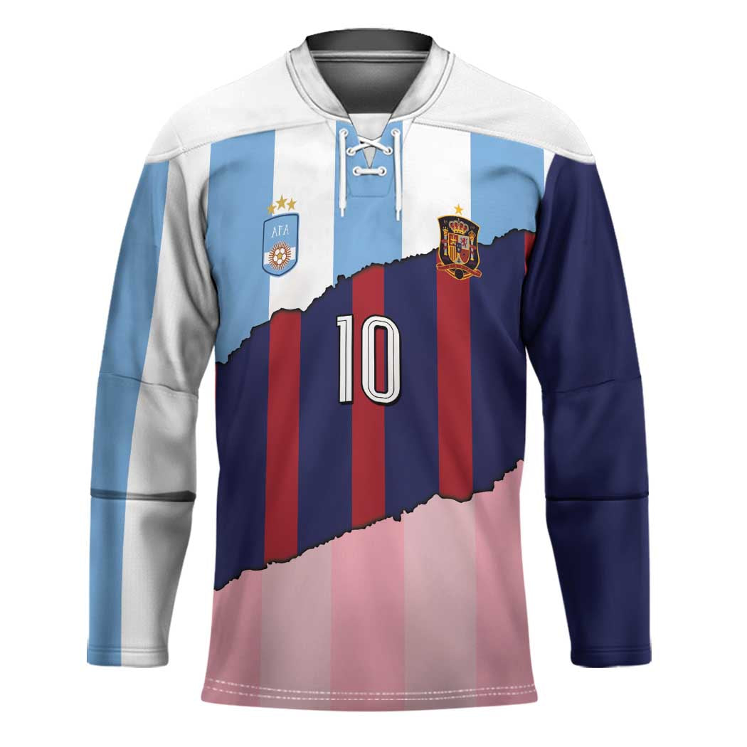 Custom Argentina and Spain Hockey Jersey Trio Special Vintage Edition